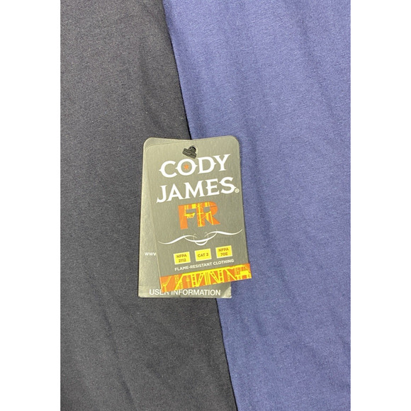 Cody James Shirt Mens Extra Large Navy Black FR Baseball Tee Workwear - Picture 6 of 16